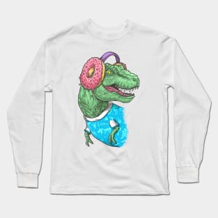 T-rex with headphones Long Sleeve T-Shirt